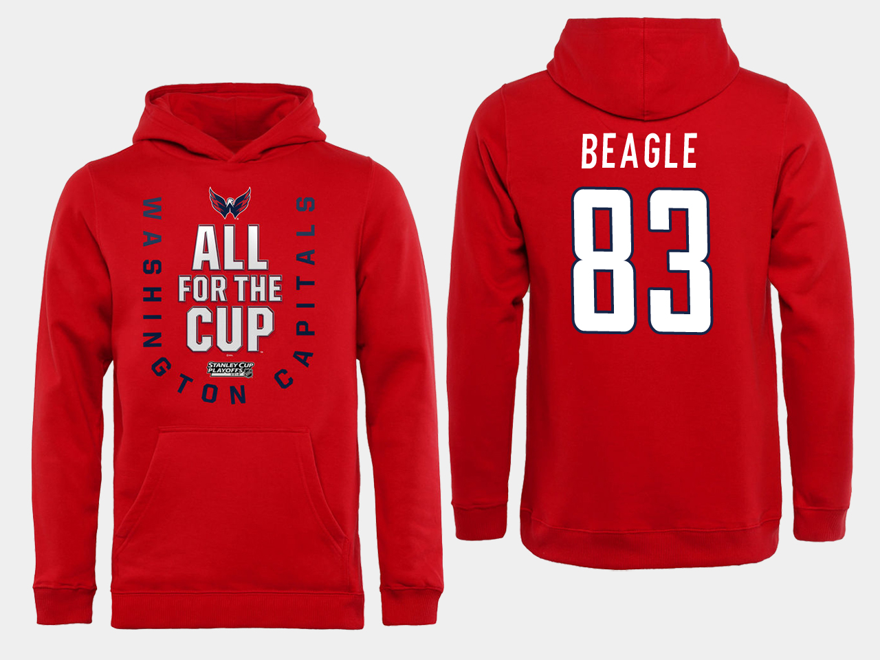 Men NHL Washington Capitals #83 Beagle Red All for the Cup Hoodie